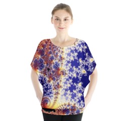 Psychedelic Colorful Abstract Trippy Fractal Mandelbrot Set Batwing Chiffon Blouse