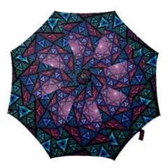 Purple Psychedelic Art Pattern Mosaic Design Fractal Art Hook Handle Umbrellas (small) by Bedest