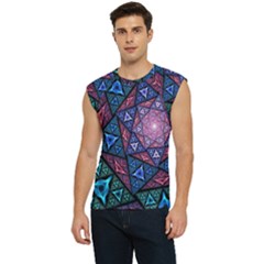 Purple Psychedelic Art Pattern Mosaic Design Fractal Art Men s Raglan Cap Sleeve T-shirt by Bedest