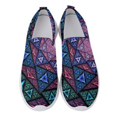 Purple Psychedelic Art Pattern Mosaic Design Fractal Art Women s Slip On Sneakers