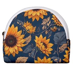 Flower Pattern Spring Horseshoe Style Canvas Pouch