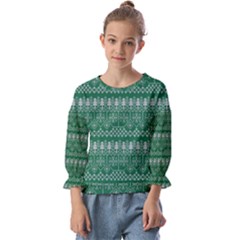 Christmas Knit Digital Kids  Cuff Sleeve Top