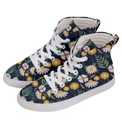 Flower Grey Pattern Floral Men s Hi-top Skate Sneakers by Dutashop