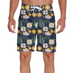 Flower Grey Pattern Floral Men s Beach Shorts by Dutashop