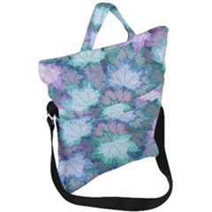 Leaves Glitter Background Winter Fold Over Handle Tote Bag