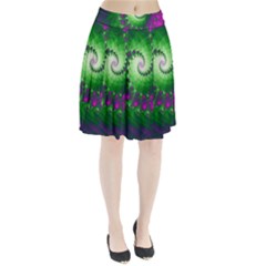 Fractal Spiral Purple Art Green Art Pleated Skirt by Proyonanggan