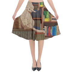 Library Aesthetic Flared Midi Skirt by Sarkoni