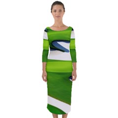Golf Course Par Green Quarter Sleeve Midi Bodycon Dress by Sarkoni
