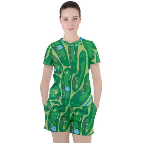 Golf Course Par Golf Course Green Women s T-shirt And Shorts Set by Sarkoni