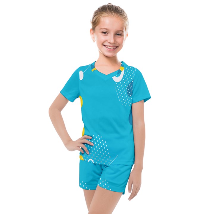 Blue Yellow Abstraction, Creative Backgroun Kids  Mesh T-Shirt and Shorts Set