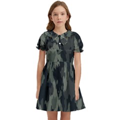 Comouflage,army Kids  Bow Tie Puff Sleeve Dress