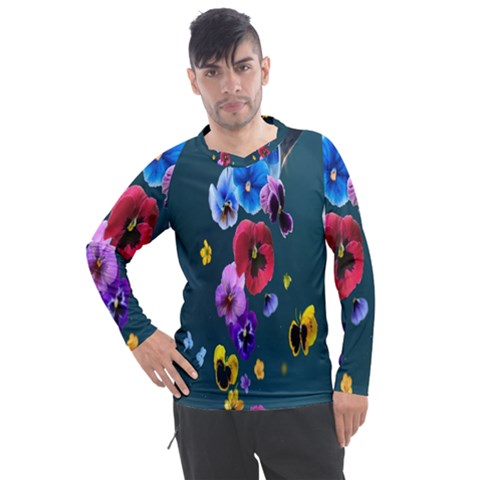 Falling Flowers, Art, Coffee Cup, Colorful, Creative, Cup Men s Pique Long Sleeve T-shirt by nateshop