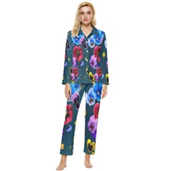 Falling Flowers, Art, Coffee Cup, Colorful, Creative, Cup Womens  Long Sleeve Velvet Pocket Pajamas Set by nateshop