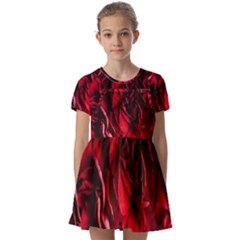 Followers,maroon,rose,roses Kids  Short Sleeve Pinafore Style Dress by nateshop