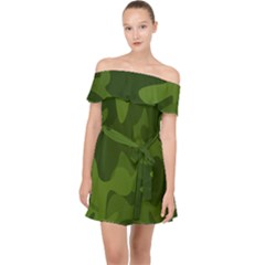 Green Camouflage, Camouflage Backgrounds, Green Fabric Off Shoulder Chiffon Dress by nateshop