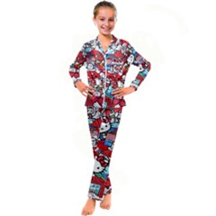 Hello-kitty-61 Kids  Satin Long Sleeve Pajamas Set by nateshop