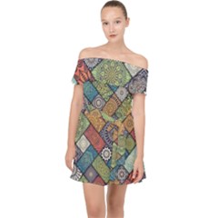 Mandala Pattern Abstract , Mandala, Pattern, Abstract Off Shoulder Chiffon Dress by nateshop