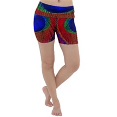 Peacock-feathers,blue 1 Lightweight Velour Yoga Shorts by nateshop