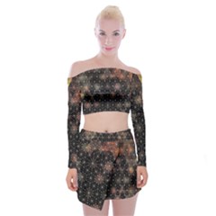 Abstract Psychedelic Geometry Andy Gilmore Sacred Off Shoulder Top With Mini Skirt Set by Sarkoni