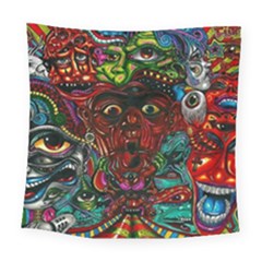 Somewhere Near Oblivion Nightmares Acid Colors Psychedelic Square Tapestry (large) by Sarkoni