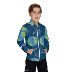 Seamless Pattern Cartoon Earth Planet Kids  Windbreaker