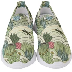 Playful Cactus Desert Landscape Illustrated Seamless Pattern Kids  Slip On Sneakers by Grandong