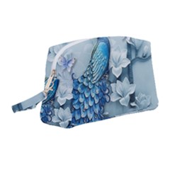 Chinese Style 3d Embossed Blue Peacock Oil Painting Wristlet Pouch Bag (medium) by Grandong