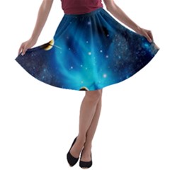 3d Universe Space Star Planet A-line Skater Skirt by Grandong