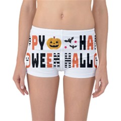 Happy Halloween Slot Text Orange Reversible Boyleg Bikini Bottoms by Sarkoni