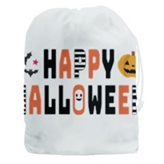 Happy Halloween Slot Text Orange Drawstring Pouch (3xl) by Sarkoni