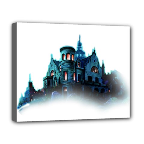 Blue Castle Halloween Horror Haunted House Deluxe Canvas 20  X 16  (stretched) by Sarkoni