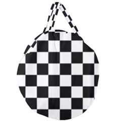 Black White Chess Board Giant Round Zipper Tote by Ndabl3x