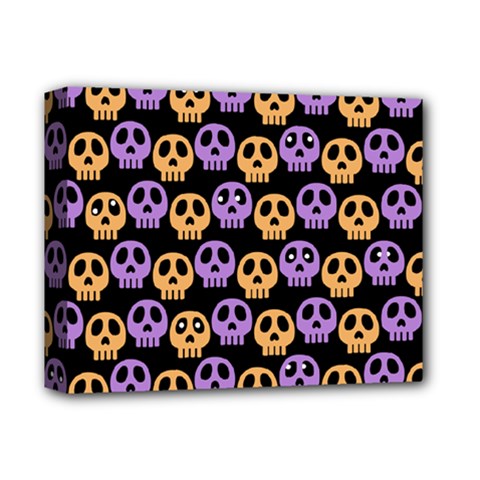 Halloween Skull Pattern Deluxe Canvas 14  X 11  (stretched) by Ndabl3x