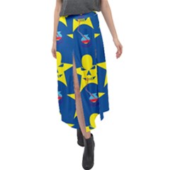 Blue Yellow October 31 Halloween Velour Split Maxi Skirt by Ndabl3x