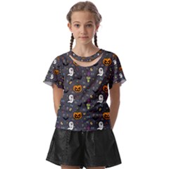 Halloween Bat Pattern Kids  Front Cut T-shirt by Ndabl3x