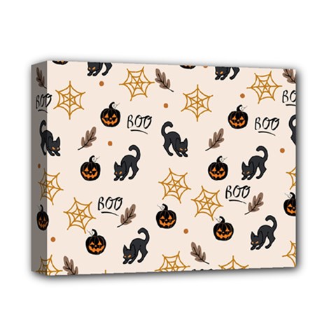 Cat Halloween Pattern Deluxe Canvas 14  X 11  (stretched) by Ndabl3x
