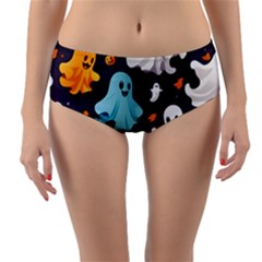 Ghost Pumpkin Scary Reversible Mid-waist Bikini Bottoms by Ndabl3x