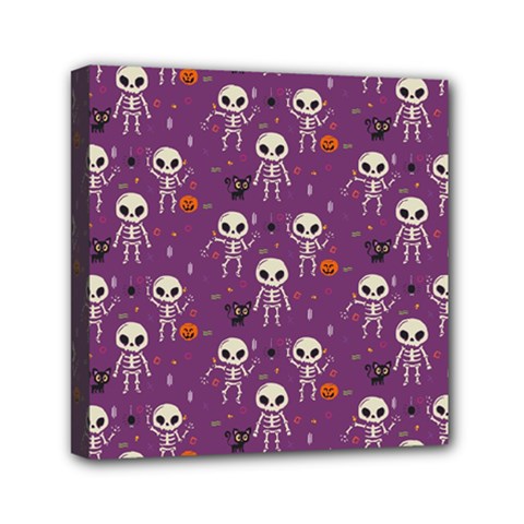 Skull Halloween Pattern Mini Canvas 6  X 6  (stretched) by Ndabl3x