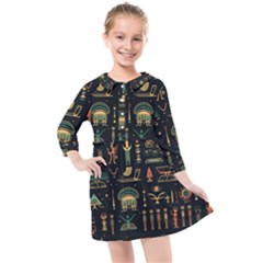 Hieroglyphs Space Kids  Quarter Sleeve Shirt Dress by Ndabl3x