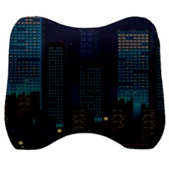 Pixel Art Night City Japan Velour Head Support Cushion by Sarkoni