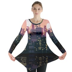 Pixel Art City Long Sleeve Tunic 