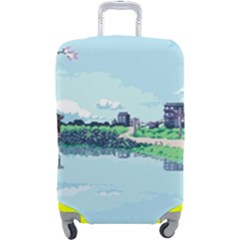 Japanese Themed Pixel Art The Urban And Rural Side Of Japan Luggage Cover (large)