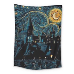 Hogwarts Starry Night Van Gogh Medium Tapestry by Sarkoni