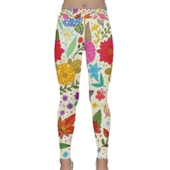 Colorful Flower Abstract Pattern Classic Yoga Leggings by Grandong