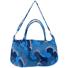 Blue Moving Texture Abstract Texture Removable Strap Handbag by Grandong