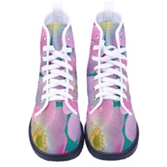 Pink Neon Flowers, Flower Women s High-top Canvas Sneakers by nateshop