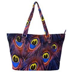 Peacock-feathers,blue,yellow Full Print Shoulder Bag by nateshop