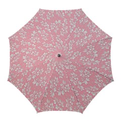 Pink Texture With White Flowers, Pink Floral Background Golf Umbrellas by nateshop