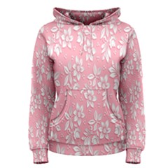 Pink Texture With White Flowers, Pink Floral Background Women s Pullover Hoodie by nateshop