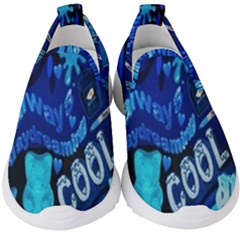 Really Cool Blue, Unique Blue Kids  Slip On Sneakers by nateshop